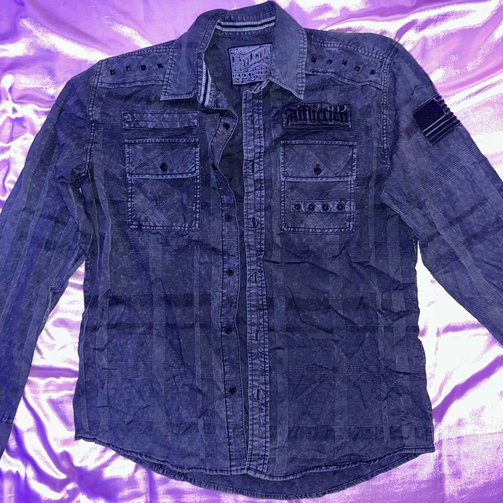 Vintage Affliction black flannel button up